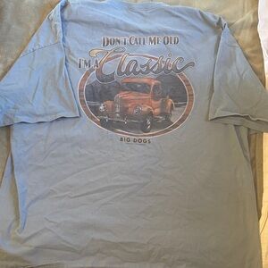 Y2K Big Dogs Light Blue Short Sleeve Classic Car Graphic Tee